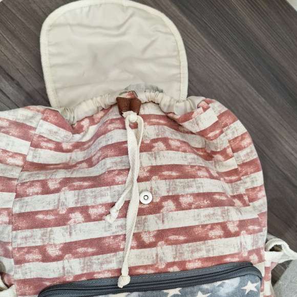 American Flag Canvas Backpack Distressed Stars Stripes Patriotic Vintage Grunge - Picture 4 of 12